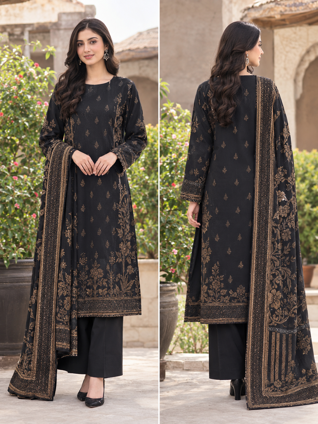 Sapphire 3-Piece Lawn Jacquard Suit