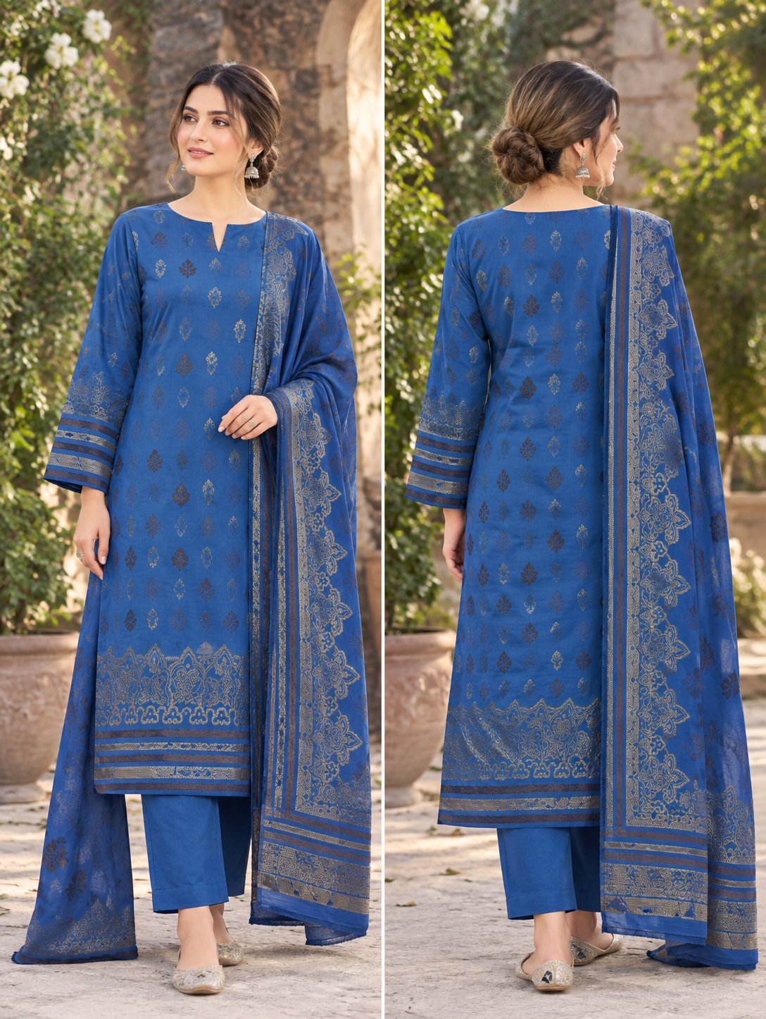 Sapphire 3-Piece Lawn Jacquard Suit