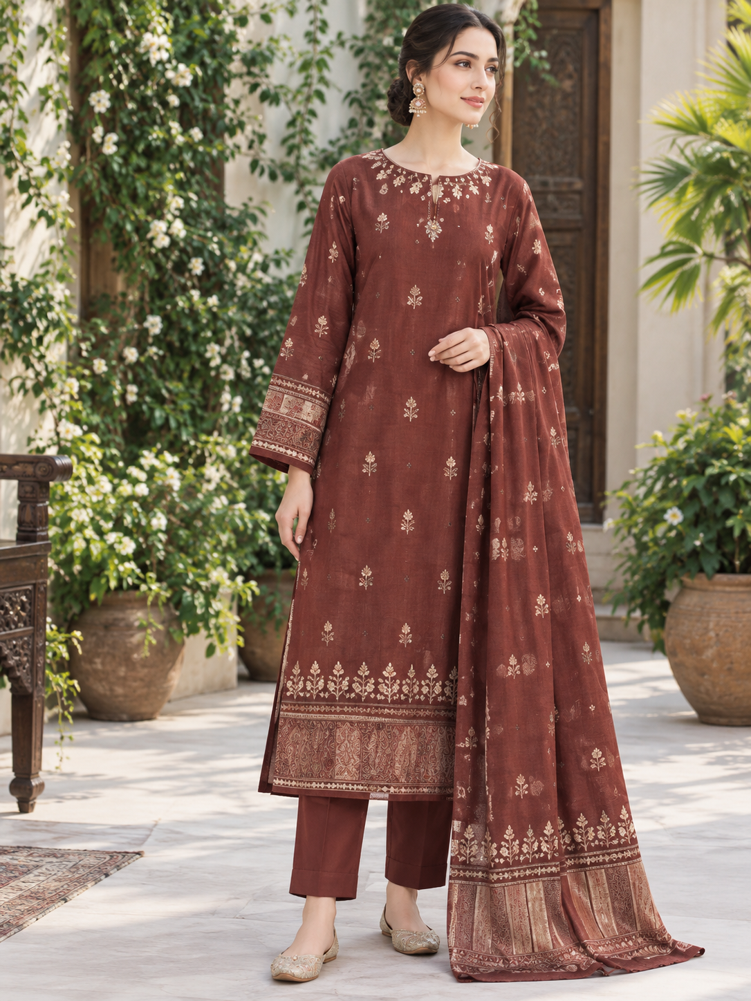 Sapphire 3-Piece Lawn Jacquard Suit