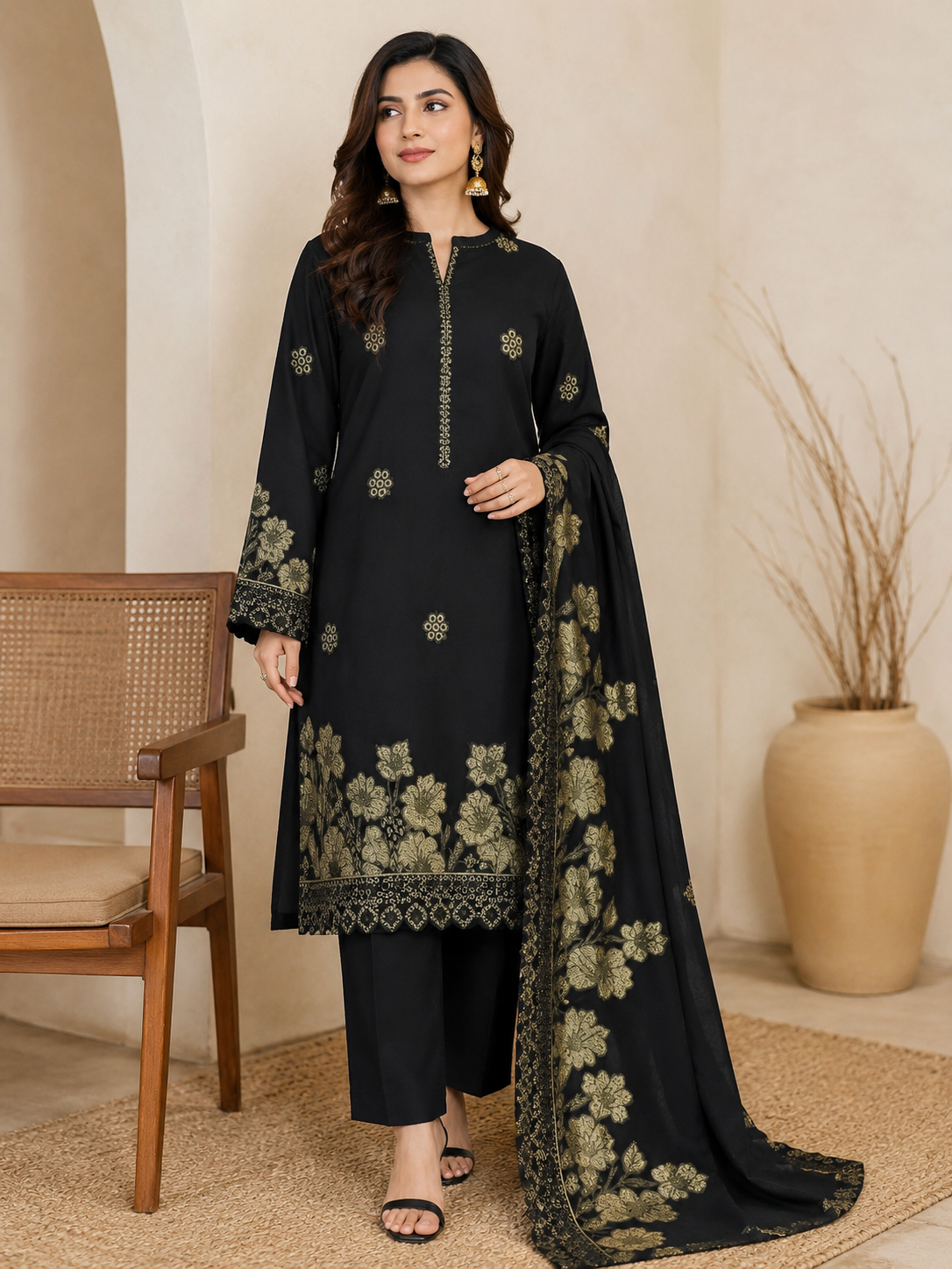 Sapphire 3Pcs Jacquard Lawn Unstitched Suit 100% Original Sapphire