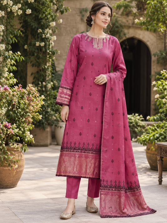 Sapphire 3-Piece Lawn Jacquard Suit