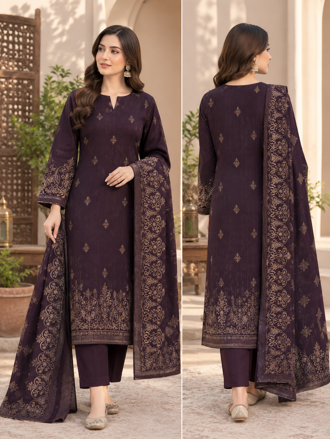 Sapphire 3-Piece Lawn Jacquard Suit