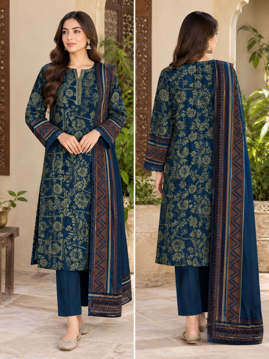 Sapphire 3-Piece Lawn Jacquard Suit