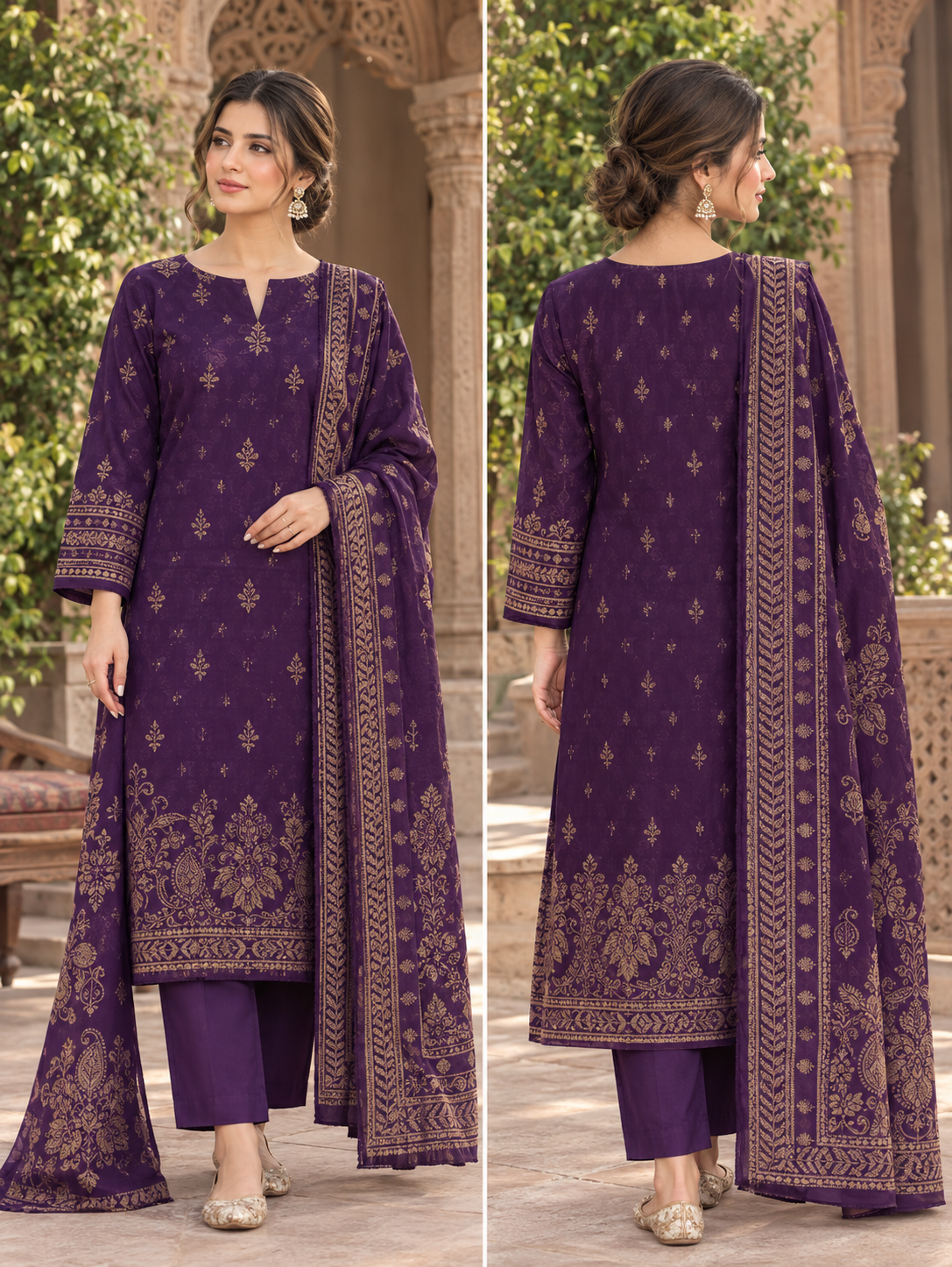 Sapphire 3-Piece Lawn Jacquard Suit