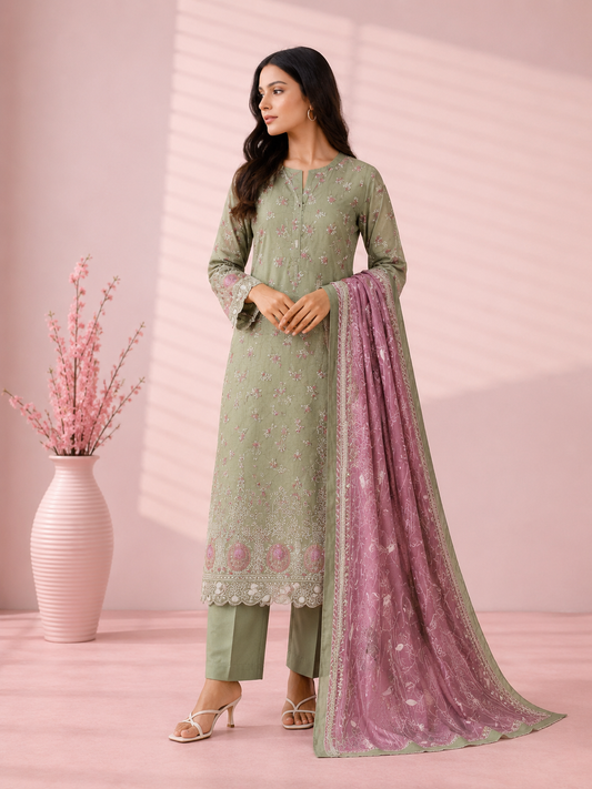 Alkaram Studio 3 Piece Festive Embroidered Lawn Suit