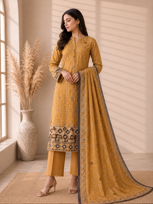 Alkaram Studio 3 Piece Festive Embroidered Lawn Suit