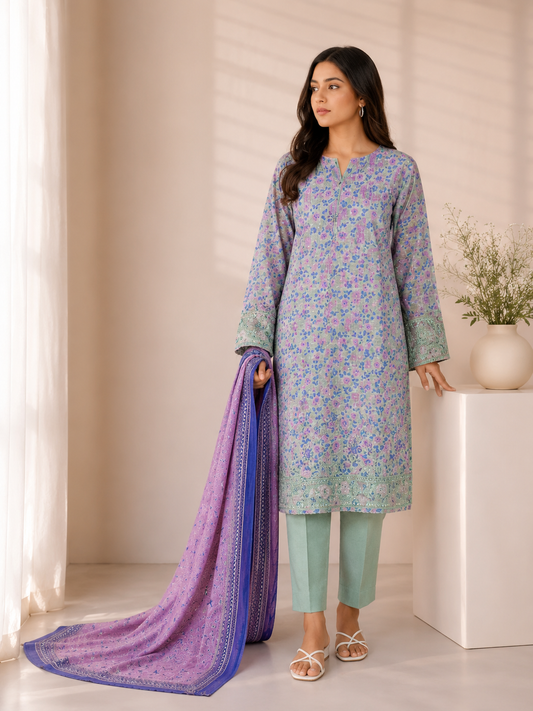Alkaram Studio 3 Piece Festive Embroidered Lawn Suit