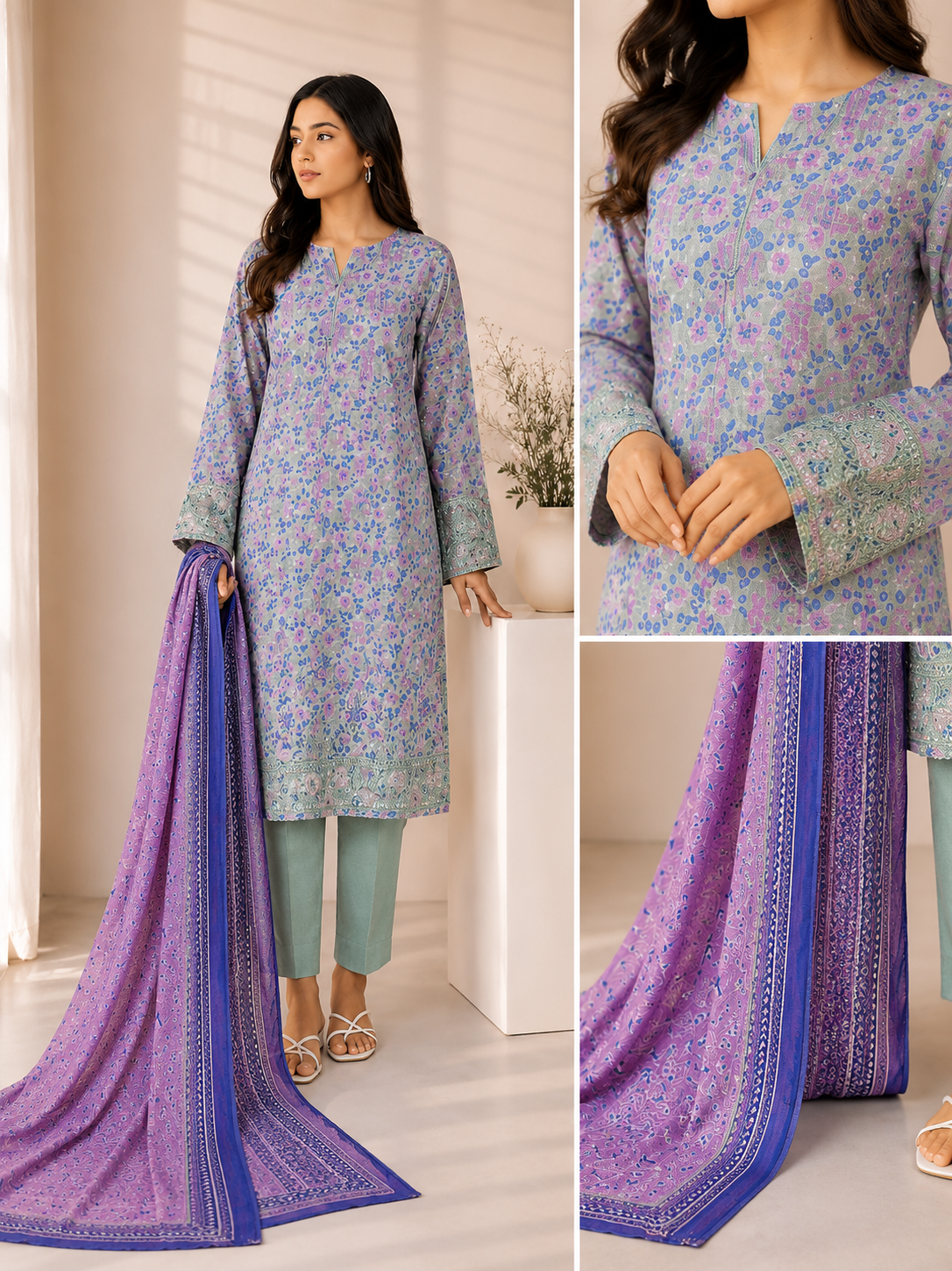 Alkaram Studio 3 Piece Festive Embroidered Lawn Suit