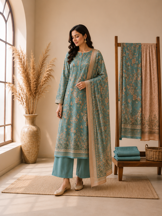 Bin Saeed Original 3 Piece Unstitched Printed Lawn Suit Premium Summer Collection