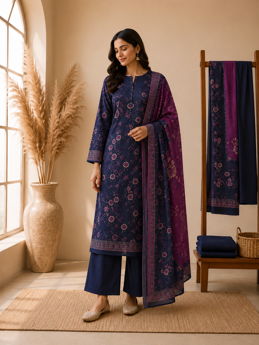 Bin Saeed Original 3 Piece Unstitched Printed Lawn Suit Premium Summer Collection