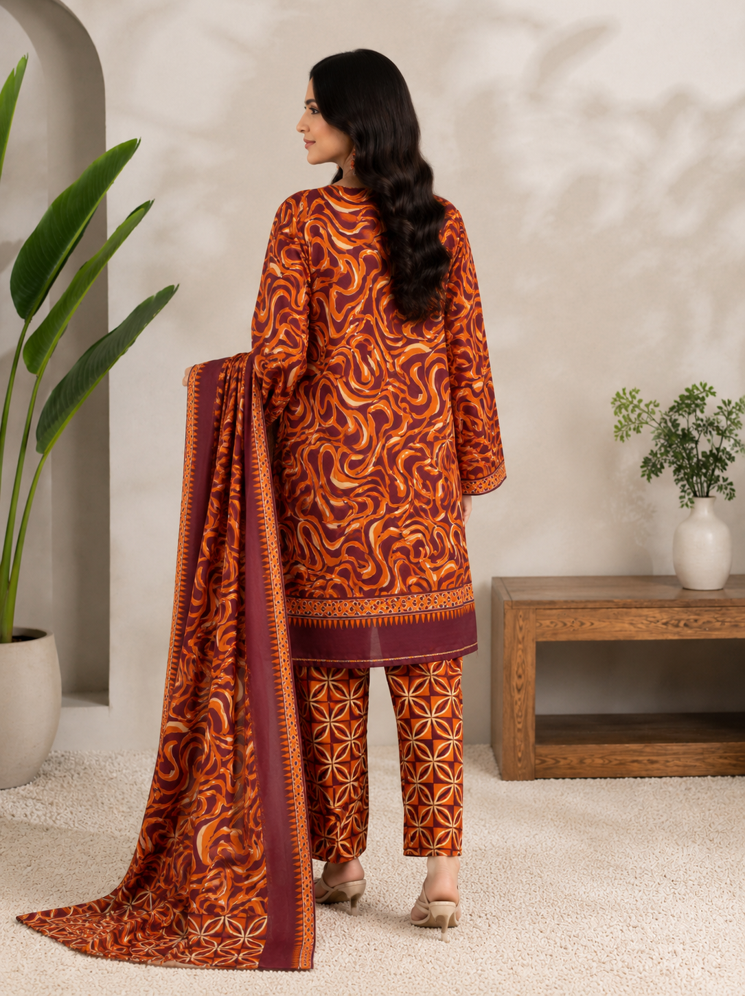 Bin Saeed Original 3 Piece Unstitched Printed Lawn Suit  Premium Summer Collection