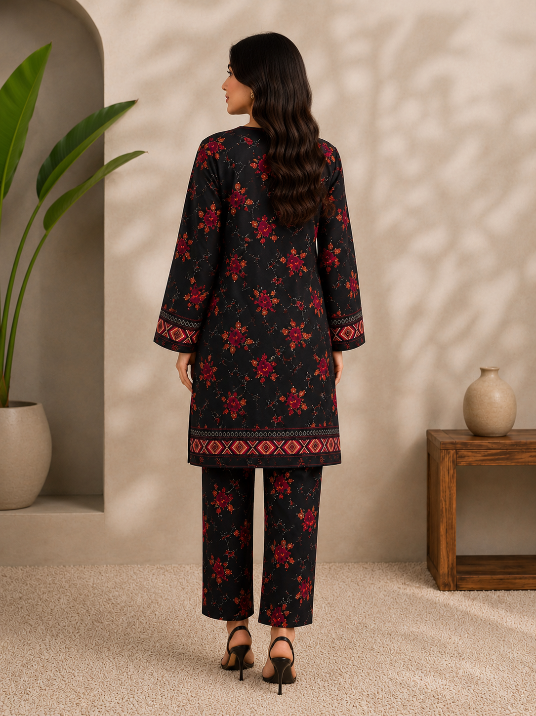 Bin Saeed 2 Piece Unstitched Lawn Suit Overall