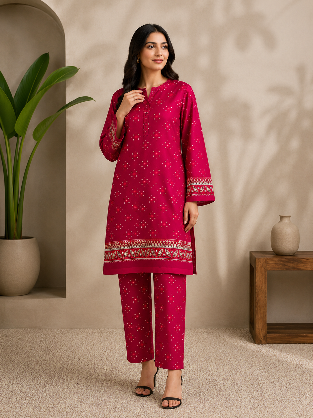 Bin Saeed 2 Piece Unstitched Lawn Suit Overall