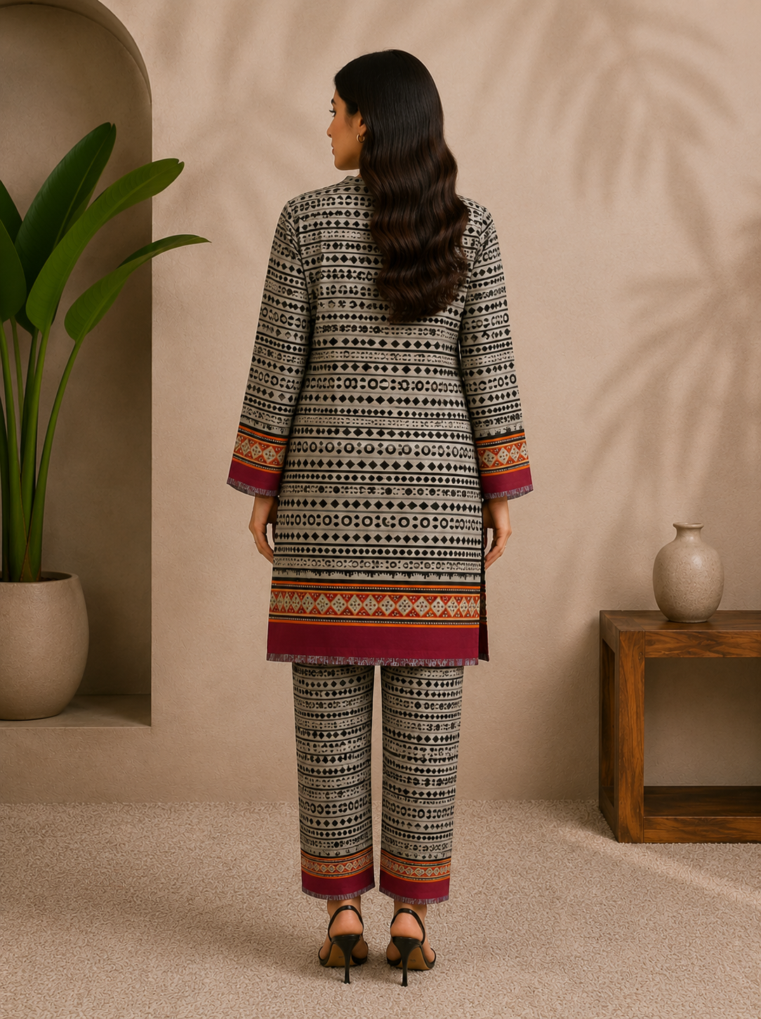 Bin Saeed 2 Piece Unstitched Lawn Suit Overall