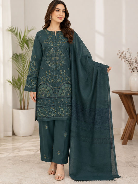 T. Parishay 3-Piece Luxury Embroidered Winter Dhanak Collection