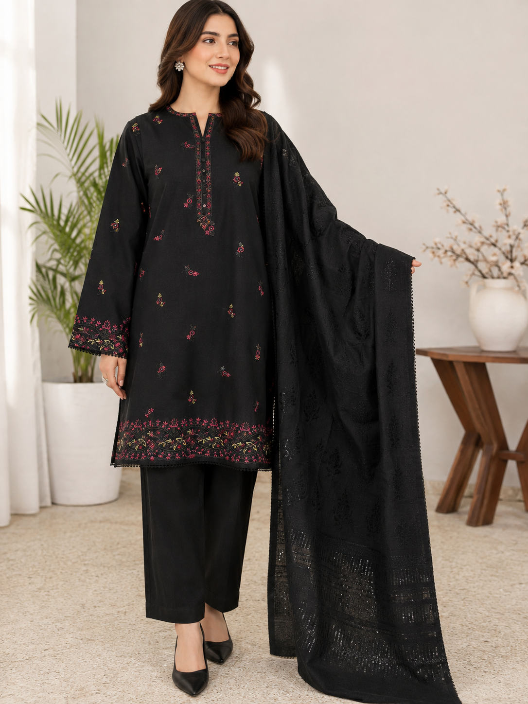 T. Parishay 3-Piece Luxury Embroidered Winter Dhanak Collection