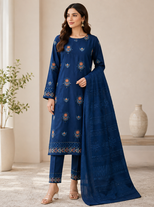 T. Parishay 3-Piece Luxury Embroidered Winter Dhanak Collection