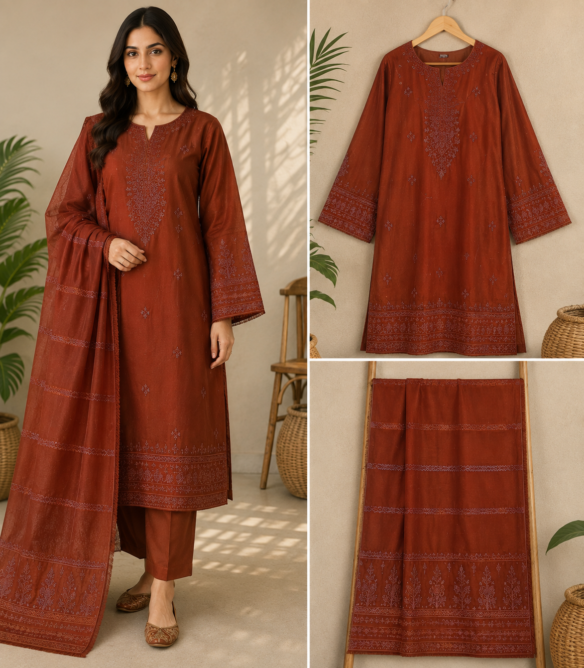 T. Parishay 3-Piece Luxury Embroidered Winter Dhanak Collection