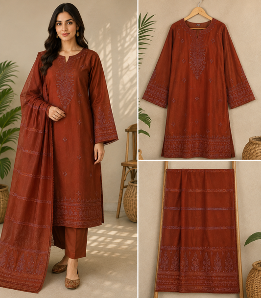 T. Parishay 3-Piece Luxury Embroidered Winter Dhanak Collection
