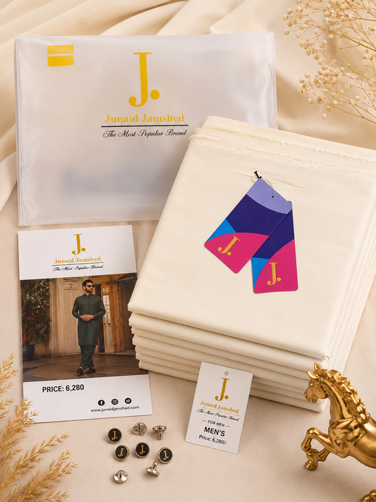 J. Original Men's Soft Cotton Unstitched Fabric Off White Premium Summer Collection