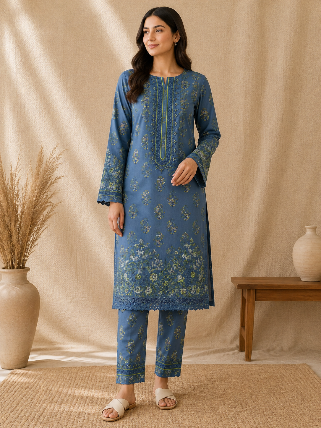 Khadi 2-Piece Embroidered Winter Suit Premium Quality Khadi Fabric