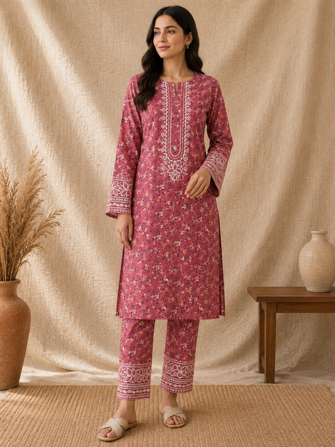 Khadi 2-Piece Embroidered Winter Suit Premium Quality Khadi Fabric