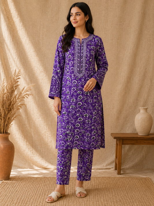 Khadi 2-Piece Embroidered Winter Suit Premium Quality Khadi Fabric