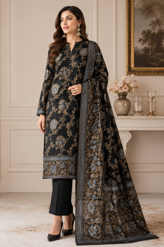 Sapphire 3Pcs Jacquard Lawn Unstitched Suit 100% Original Sapphire