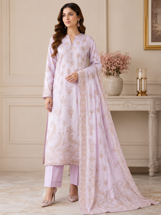 Sapphire 3Pcs Jacquard Lawn Unstitched Suit 100% Original Sapphire