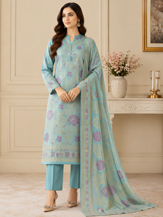 Sapphire 3Pcs Jacquard Lawn Unstitched Suit 100% Original Sapphire