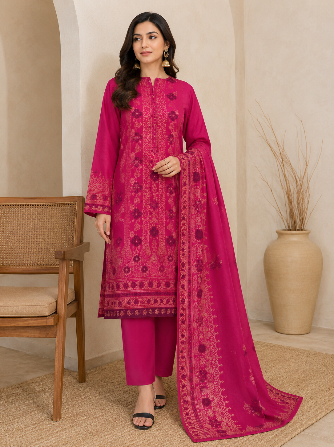 Sapphire 3Pcs Jacquard Lawn Unstitched Suit 100% Original Sapphire