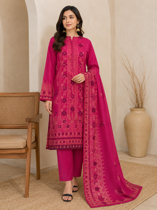 Sapphire 3Pcs Jacquard Lawn Unstitched Suit 100% Original Sapphire